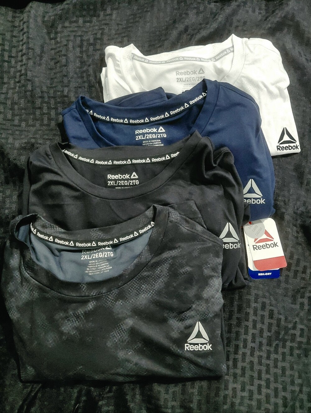 NEW REEBOX Men's 2XL Lot Of 4 Classic Short Sleeve Dri Fit SS Athletic Shirt NWT